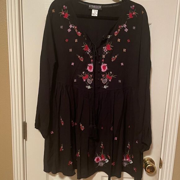 The Pyramid Collection Women’s Black Embroidered Floral Dress M - Picture 7 of 16